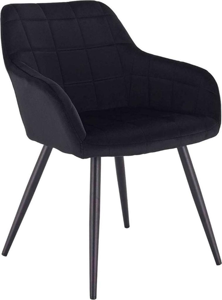 Esszimmerstuhl Samt – Schwarz – Fauteuil – Mit Armlehne – Wohnzimmerstuhl