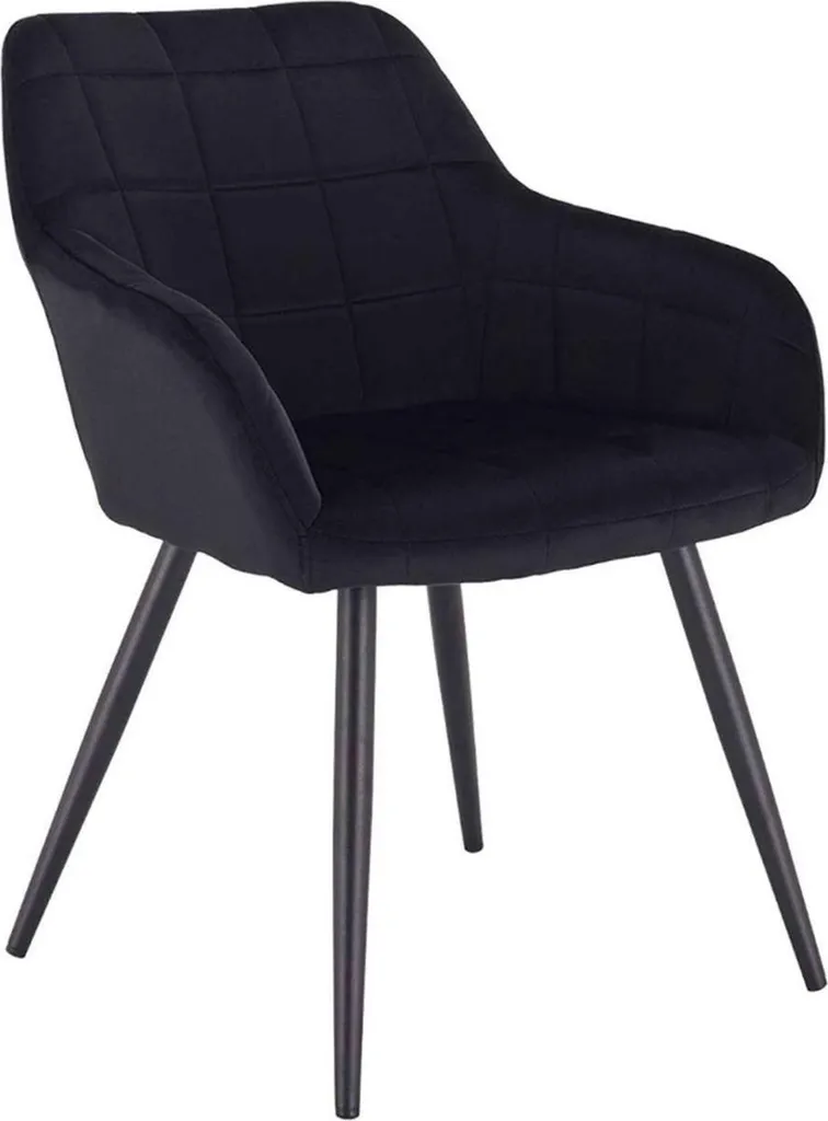 Fauteuil de table en velours noir chic pour salle à manger et séjour