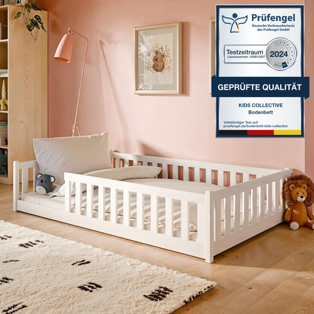 Kinderbett Bodenbett 120x200 cm Bett mit Rausfallschutz & Produktbild 