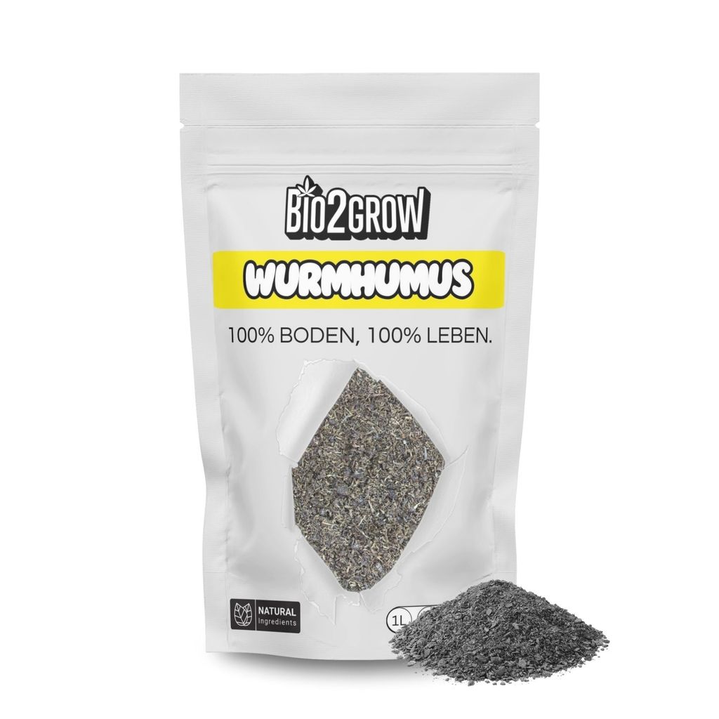 Bio2grow Wurmhumus 1L Organisch - Nährstoffreicher Bodenverbesserer - Für Garten & Zimmerpflanzen