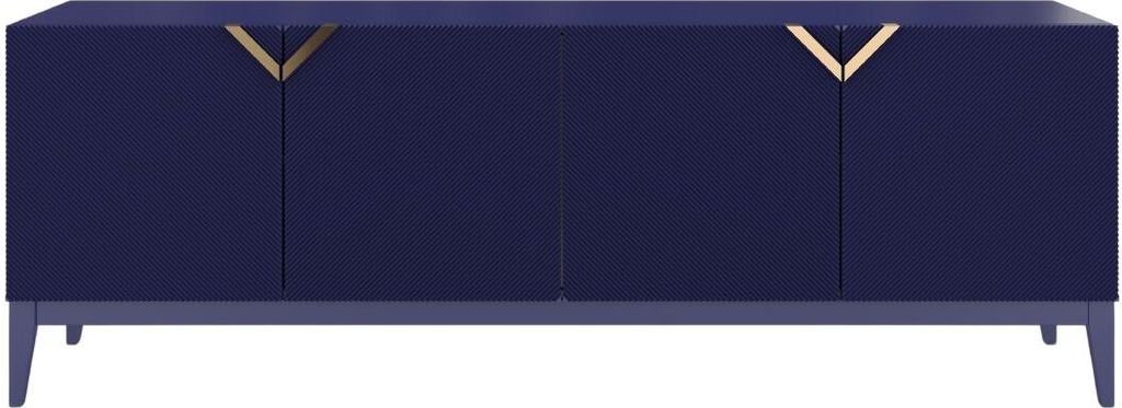 Demi Kommode Mit Gefrästen Fronten / Massive Buche / TV-Lowboard Mit 4 Türen / TV-Schrank Mit Dekorativen Fronten Und Goldgriffen / 200 Cm / Mari...