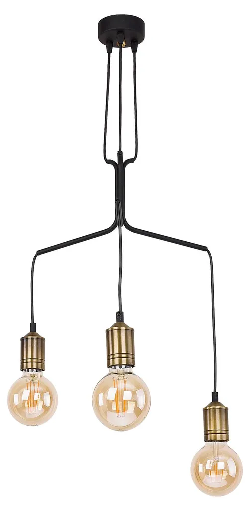 Suspension métal noir 3 lumières BORNEO lustre moderne Jupiter IP20