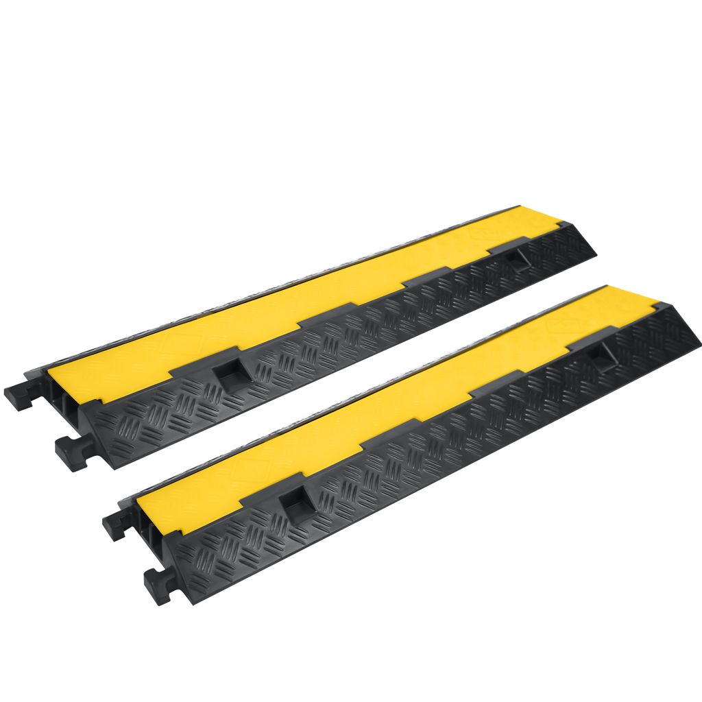 LARS360 2 Stück Gummi Kabelschutz Rampe Protector Kabelabdeckung Kabelkanal Brücke Rampe für Kabel -Schwarz-Gelb, 100 * 24 * 5 cm