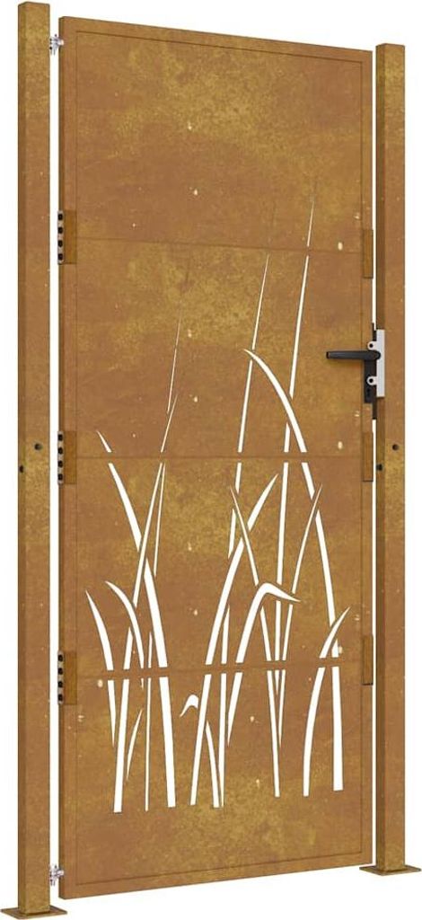 vidaXL Gartentor 100x175 cm Cortenstahl Gras-Design