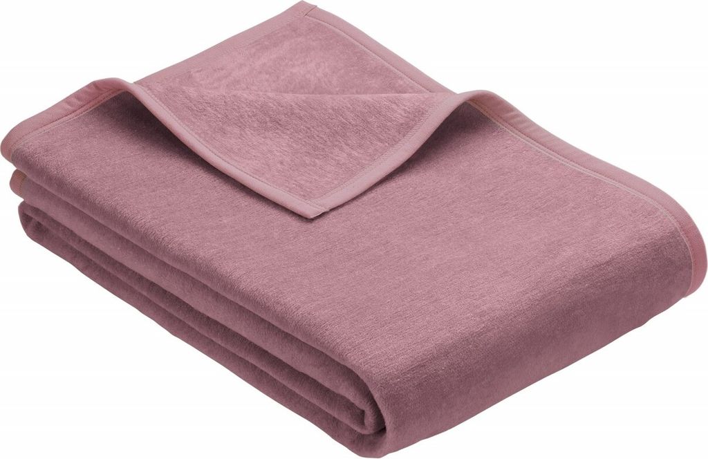 Ibena Kuscheldecke Porto 100x150 cm - Baumwollmischdecke altrosa einfarbig, Wolldecke, Sofadecke kuschelweich