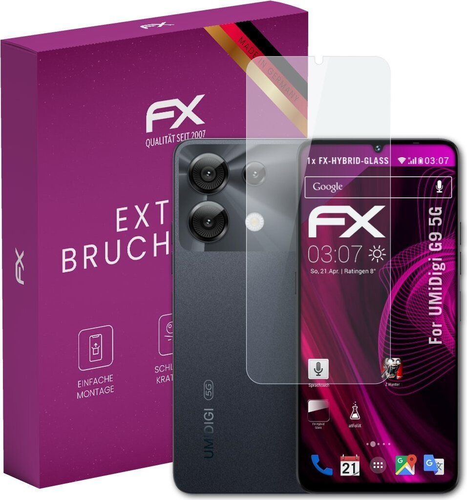 atFoliX FX-Hybrid-Glass Displayfolie kompatibel mit UMiDigi G9 5G Glasfolie