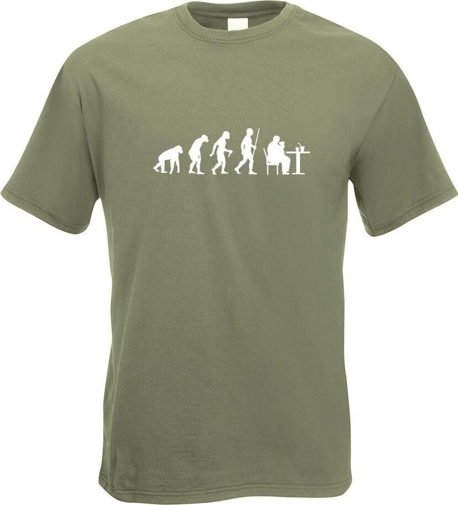 Kiwistar - T-Shirt - Olive - Fast Food Essen Evolution Motiv Bedruckt Funshirt Design Print - mit Motiv Bedruckt - Funshirt Design - Sport - Freize...
