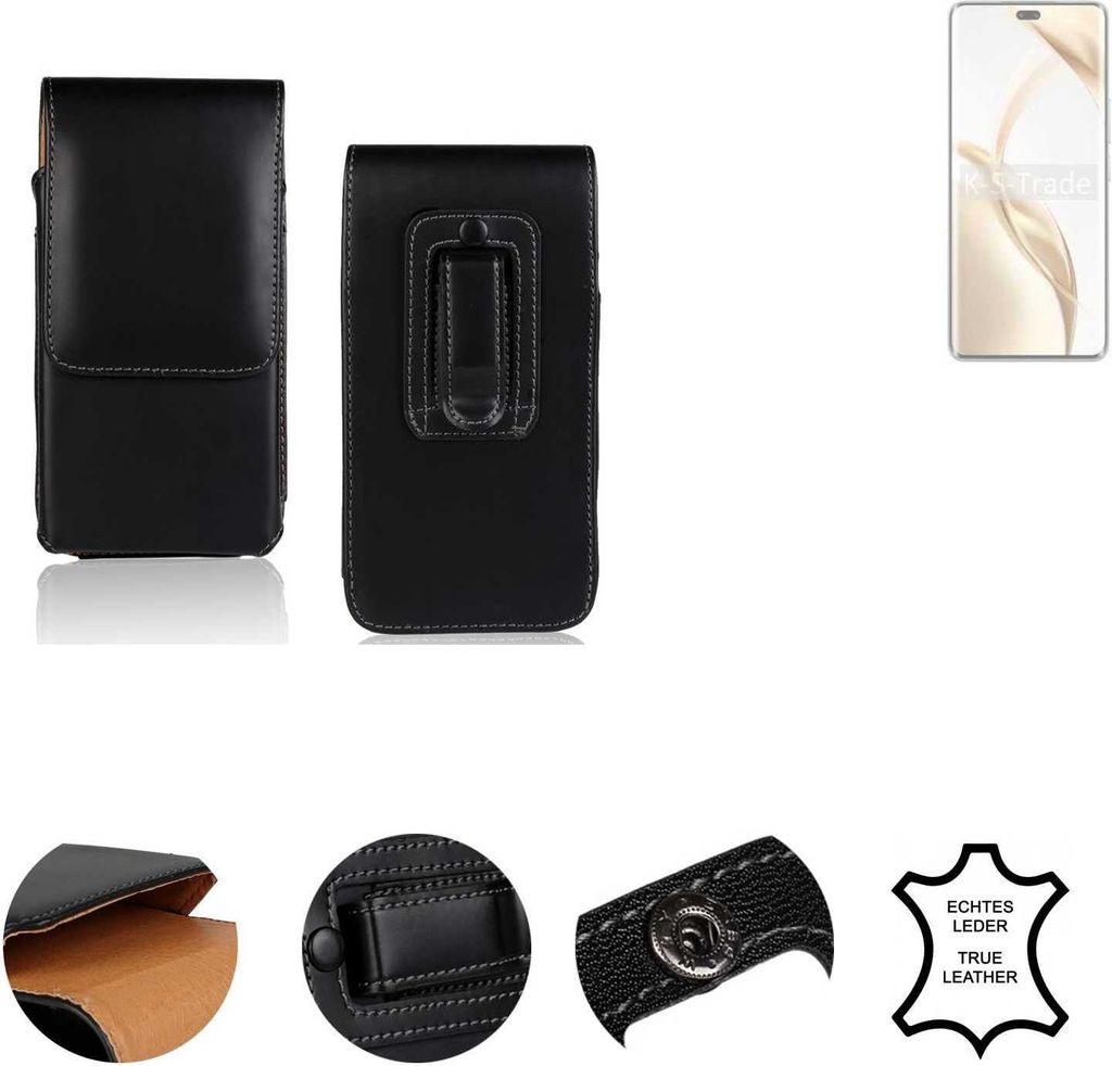 K-S-Trade Holster Gürteltasche Handy Hülle Schutzhülle kompatibel mit Honor 200 Handyhülle Leder schwarz, 1x