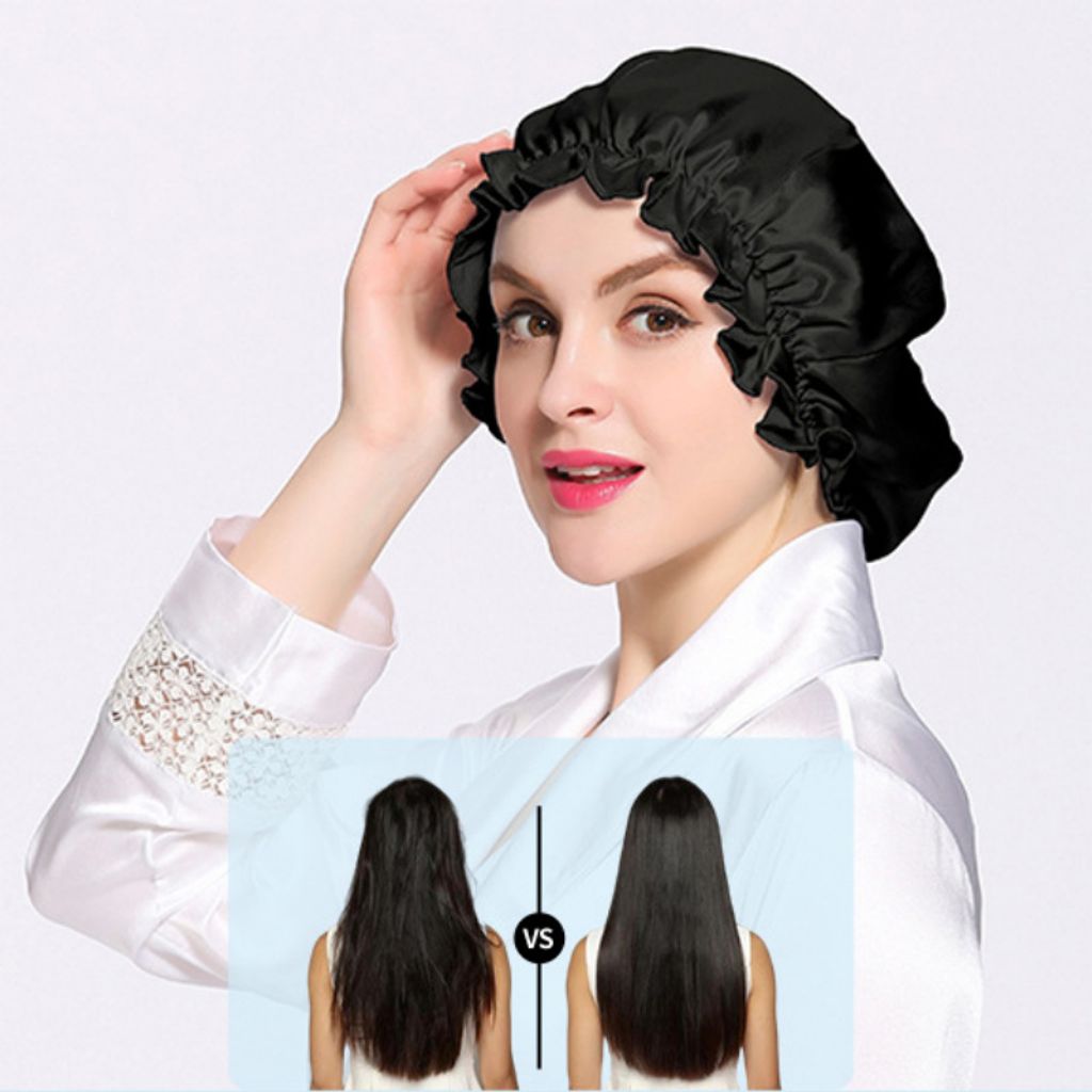 Beaupretty Satin Schlafmütze – Nachtmütze Mit Elastischem Band Für Frauen – Blau, Atmungsaktiv, Haarschutz Im Schlaf