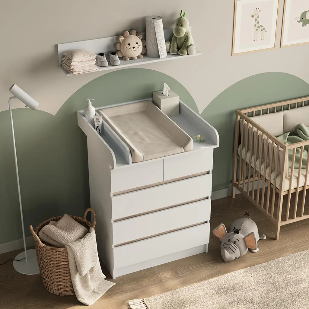 Commode à langer Vicco Emma 5 tiroirs : rangez tout pour bébé ici