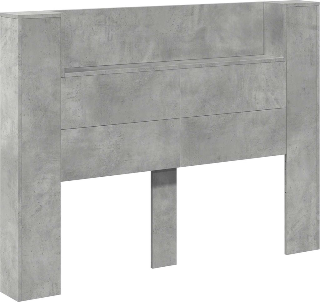 vidaXL Kopfteil-Schrank mit LED mit Regal Beton 140 x 16,5 x 103,5 cm