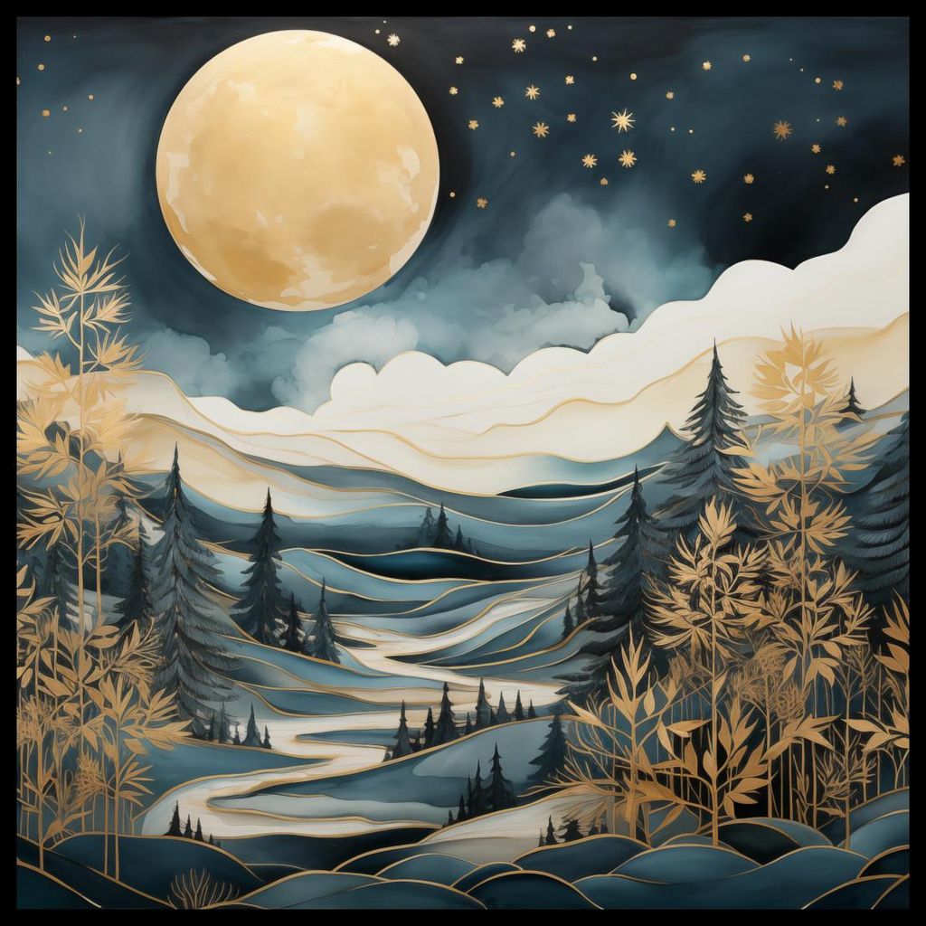 Plakat 80x80cm Flüstern des Nachtwaldes