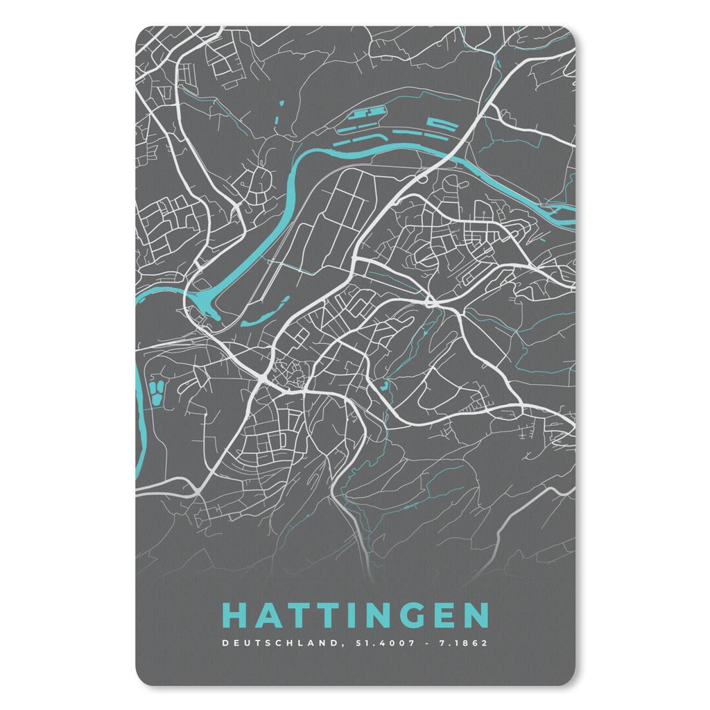 MuchoWow Mauspad Mousepad Hattingen - Stadtplan - Blau - Karte - Deutschland 18x27 cm - Mousepads - Maus Mat - Pad - Mausunterlage