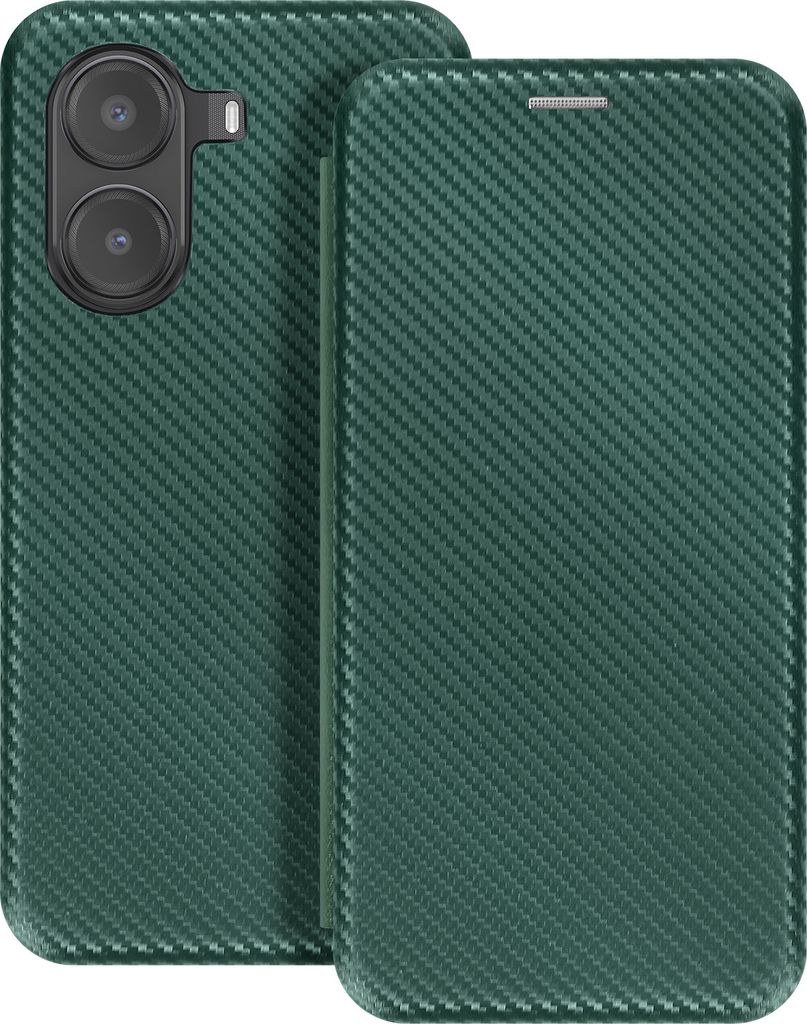 Avizar, Carbon-Etui Xiaomi Poco X7 Pro Kartenhalter Videoständer, Dunkelgrün