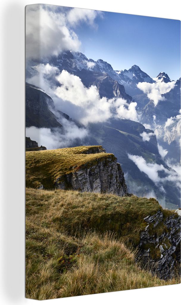 OneMillionCanvasses - Leinwandbilder - 90x140 cm, Blick auf die Berge in der Region Lauterbrunnen in der Schweiz, Wandbilder Kunstdruck Wanddekor...