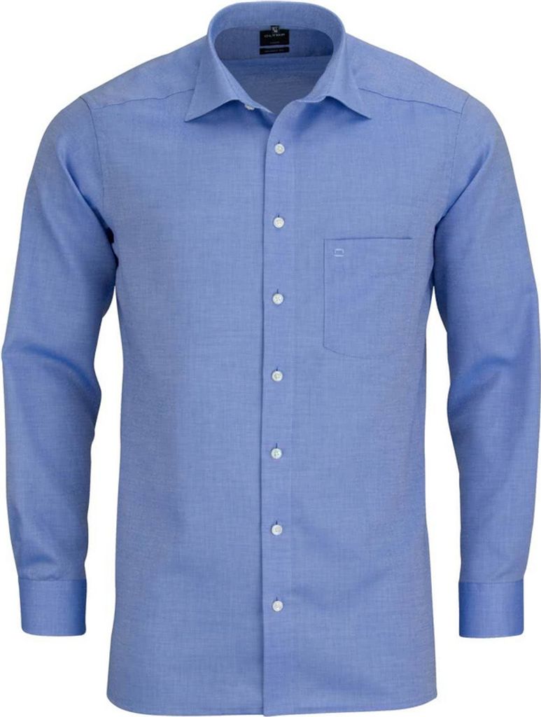 Olymp Hemd hellblau uni Oxford Look modern fit