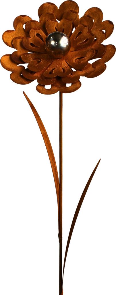 Rost Blume mit Edelstahlkugel 112 cm Edelrost Gartendeko Metall Gartendekoration