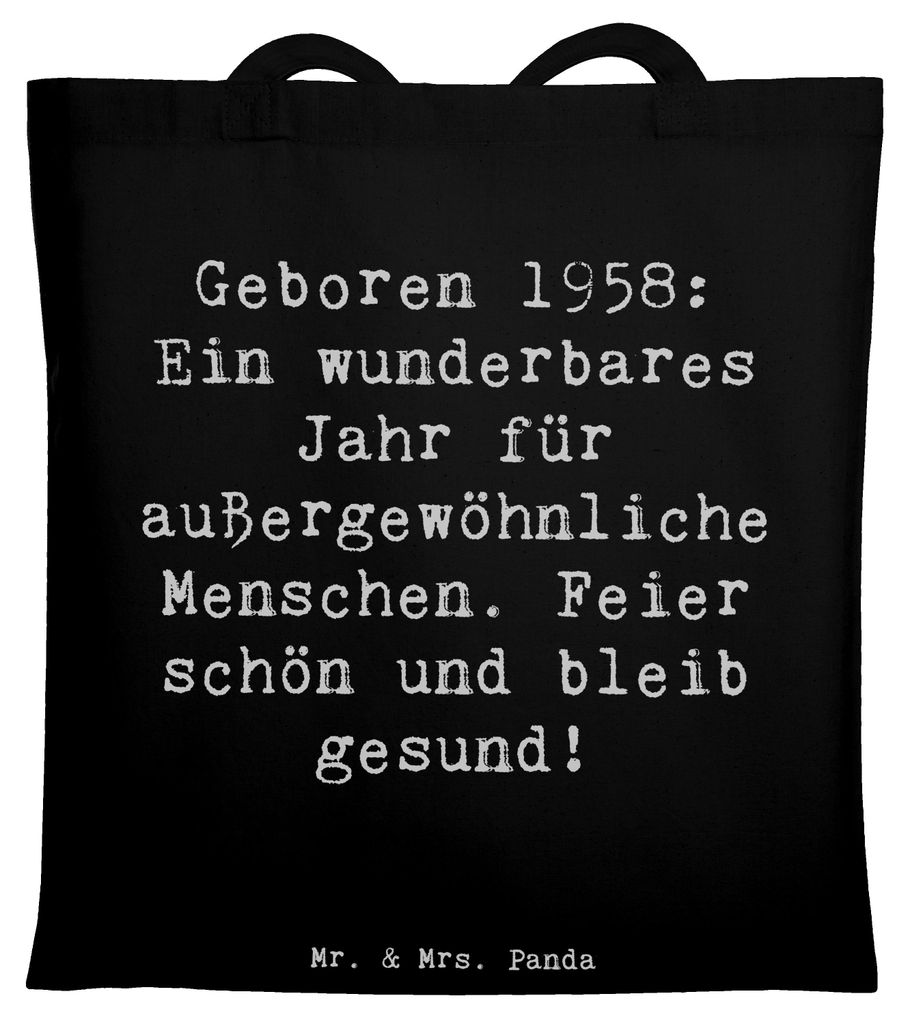 Mr. & Mrs. Panda Tote Bag Spruch 1958 Geburtstag - Schwarz - Geschenk, Geboren am, Tasche, Uni, bleib gesund, Jahrgang, besondere Geschenke, Geburt...
