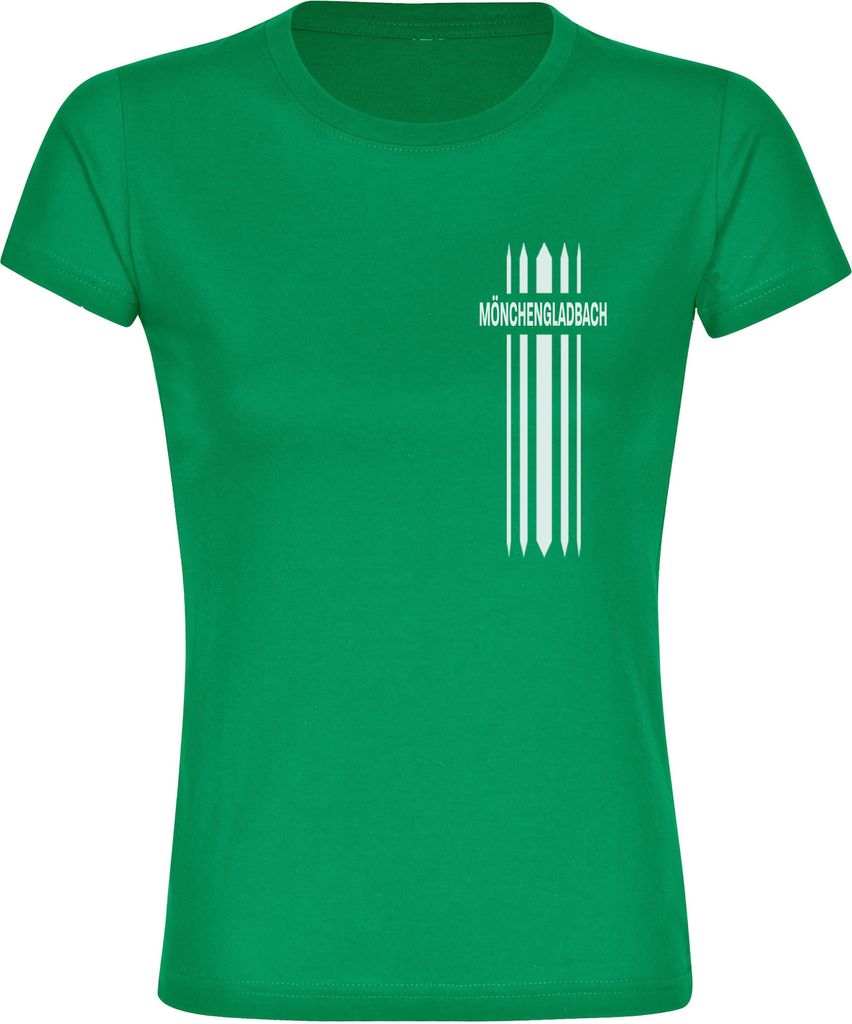 multifanshop Damen T-Shirt - Mönchengladbach - Streifen, grün, Größe L