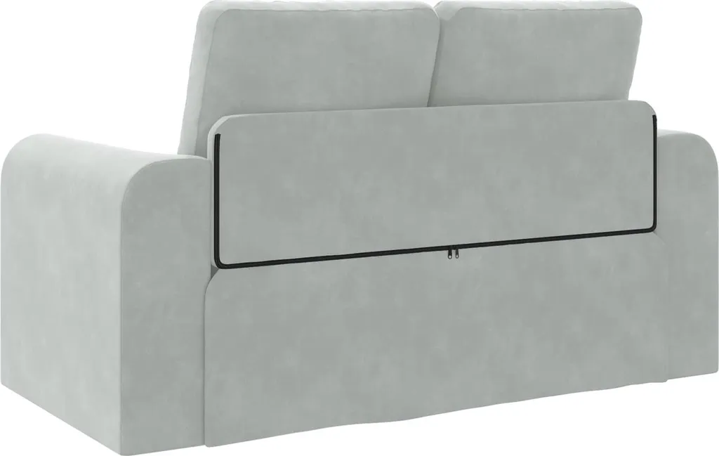 Petit canapé convertible gris clair en velours pour optimiser l'espace - 7