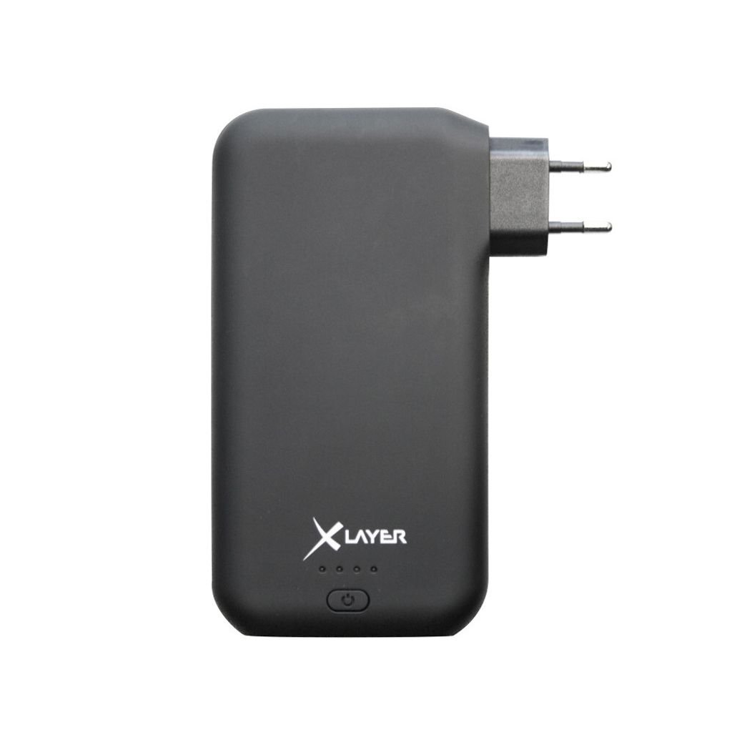 XLayer Powerbank PLUS 10.050mAh mit Netzstecker, schwarz