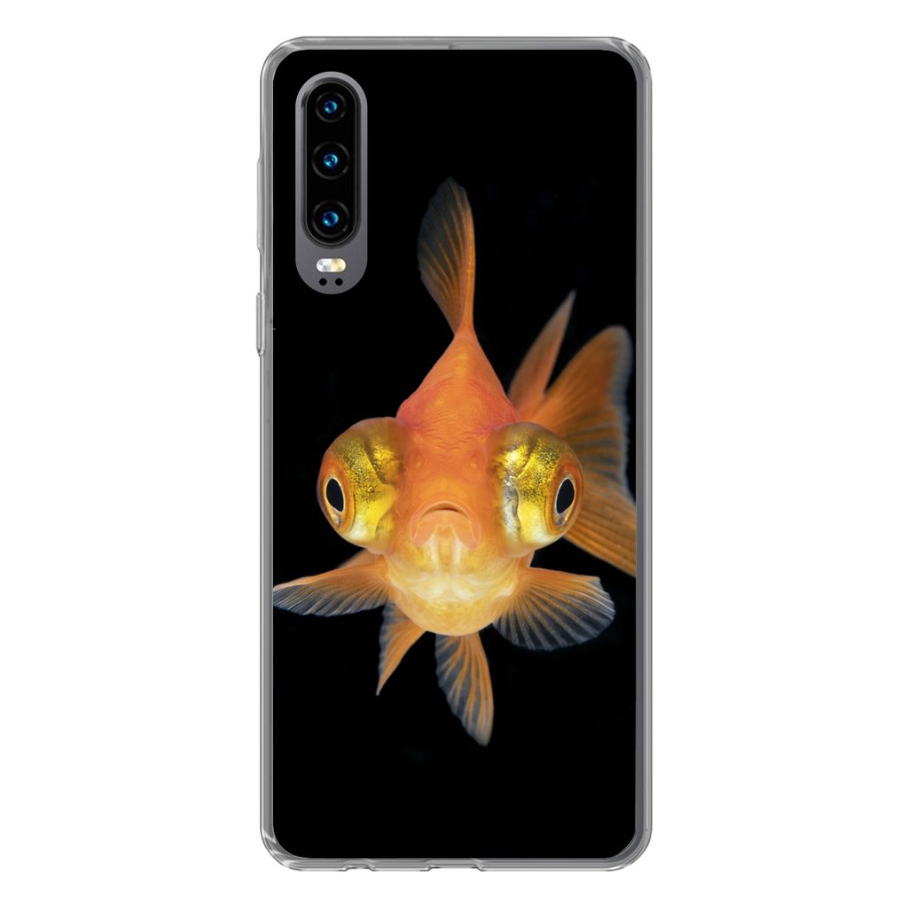 MuchoWow Handyhülle Schutzhülle Hülle für Huawei P30 Goldfisch - Meerestiere - Augen Silikon Softcase Handy Hülle - Kartenbesitzer