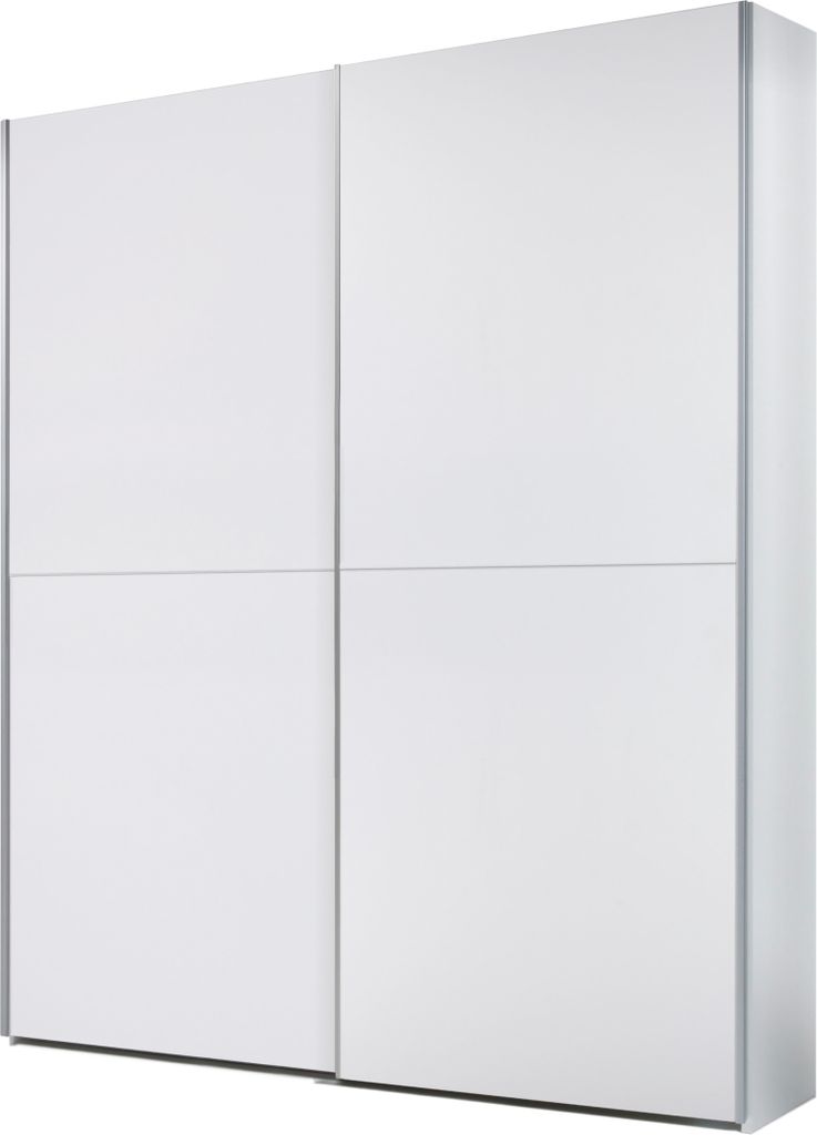 Schwebetürenschrank >Time< 2 Böden, 2 Stangen, Weiß, Dekorfolie - 170x195x59cm (BxHxT)