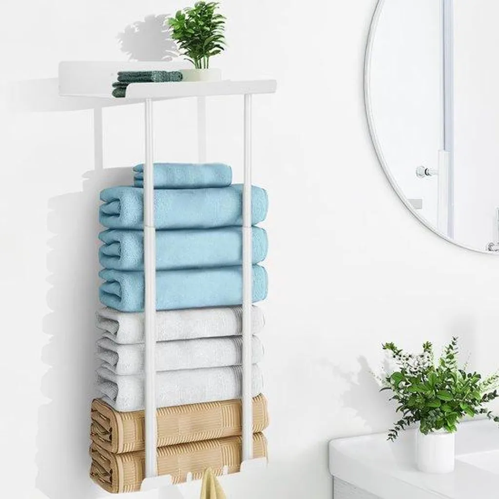 Porte-serviettes pivotant blanc 38-75 cm extensible salle de bains