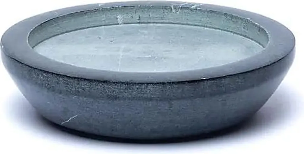 Support Bougie Rond en Stéatite Grise 9,5cm - Socle Décoratif - 2 Unités