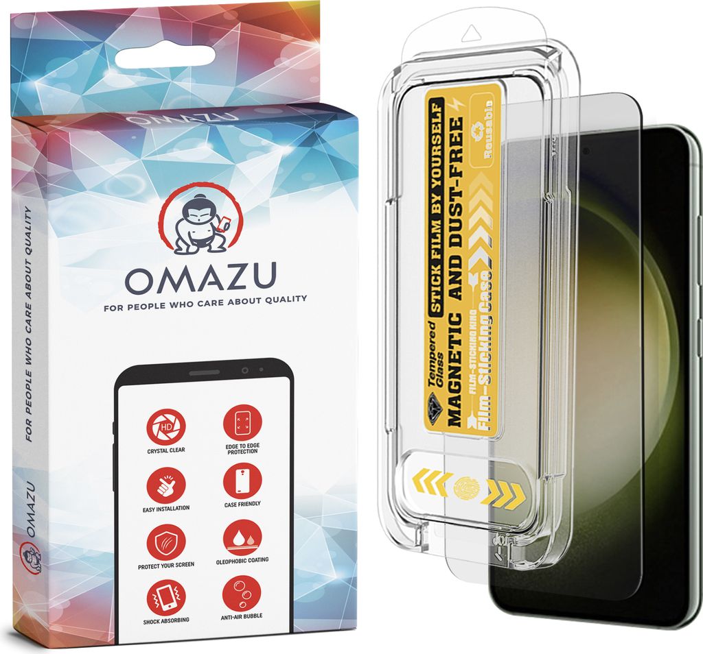 OMAZU Displayschutzfolie aus gehärtetem Glas (Vollbild), 1 Stück, passend für Samsung Galaxy S24 Plus, mit praktischer magnetischer befestigung