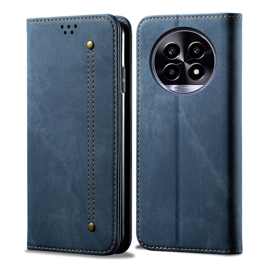 Hülle für Realme 13 Pro/Realme 13 Pro+ Leder Brieftasche Flip Bookstyle Schutzhülle mit Standfunktion Blau