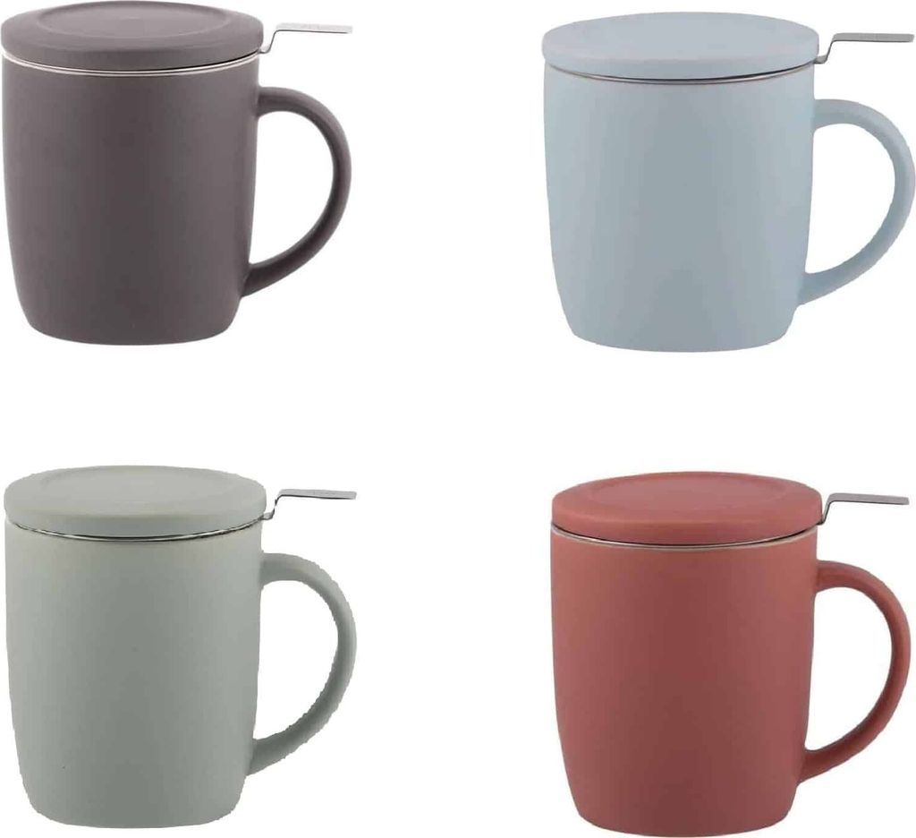Plint Teetasse mit Sieb und Deckel Tasse Becher Keramik Blau