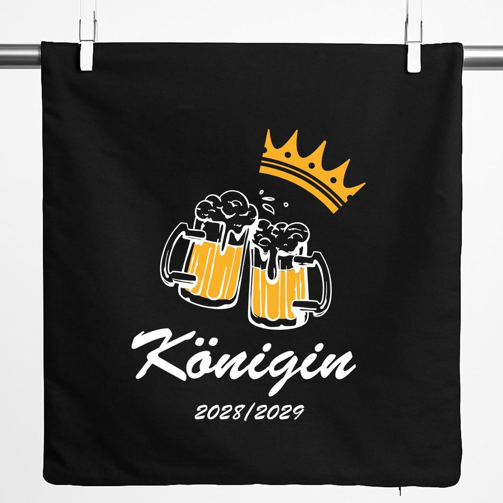 Huuraa Kissenbezug Königin 2028/29 Bierkrug Schüztenkönigin 40x40cm Black Baumwolle Dekokissenbezug Geschenkidee