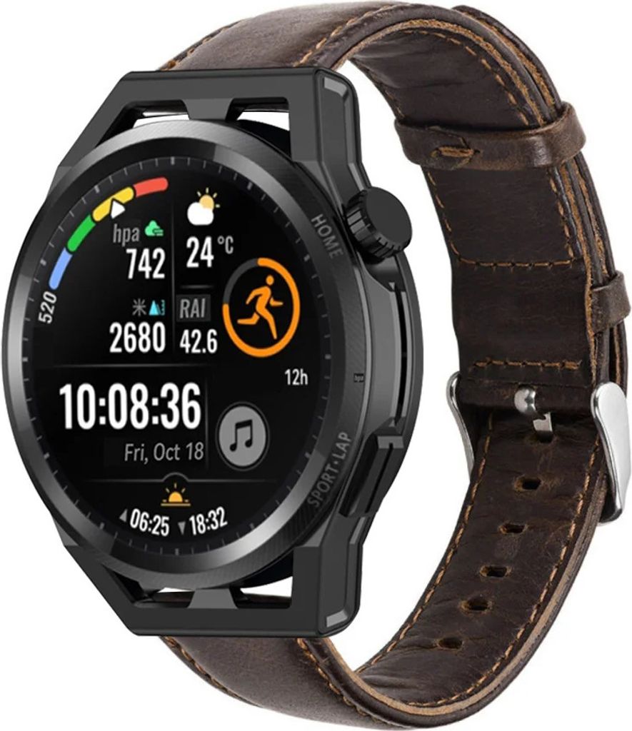 Strap-it Huawei Watch GT Lederarmband (Dunkelbraun)