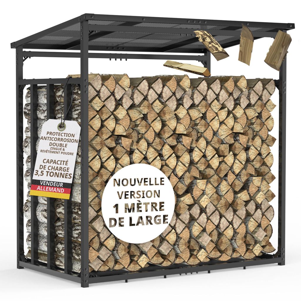 Étagère à bois de chauffage 185x105x185 cm en métal Image du produit 