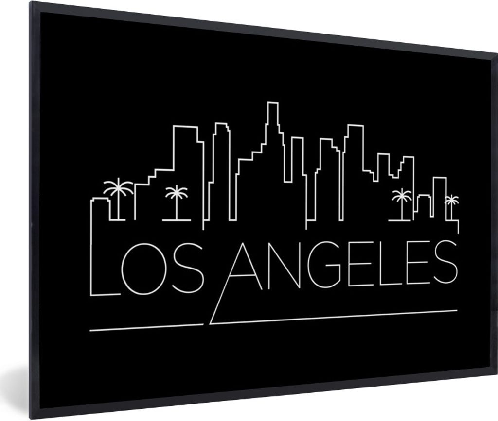 MuchoWow MuchoWow Gerahmtes Poster Skyline "Los Angeles" schwarz 90x60 cm - Poster mit zchwarzem Bilderrahmen - Fotorahmen - Foto-Plakat