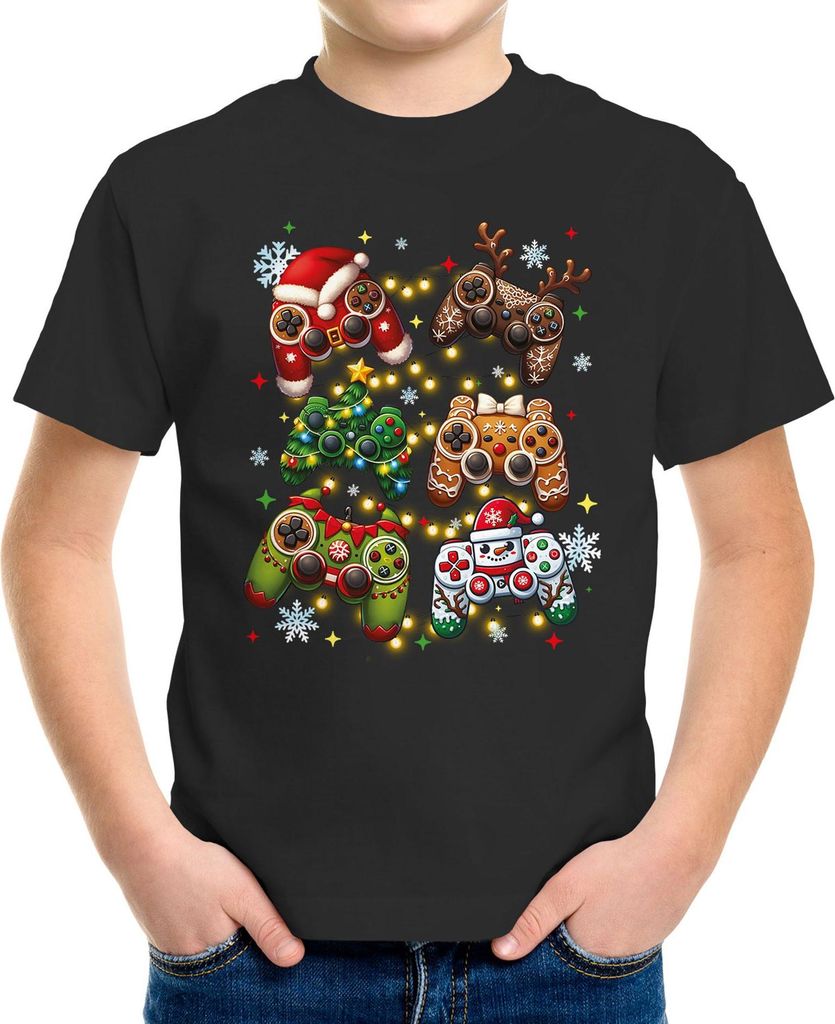 Kinder T-Shirt Weihnachten Geschenk für Gamer Zocker Weihnachtsshirt Jungen Moonworks