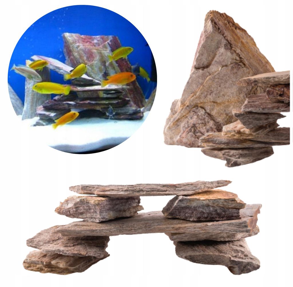 Aquarium Deko Steine Schiefer, farbig, 1 kg Produktbild 