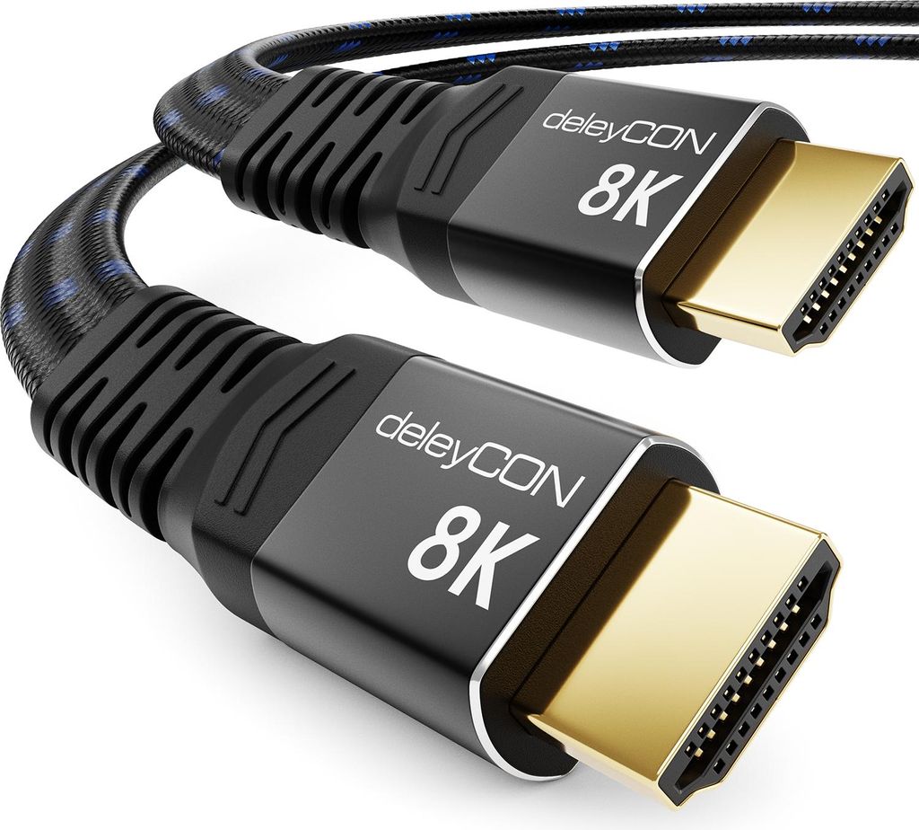 deleyCON 3,0m Flaches 8K HDMI 2.1 Kabel - für TV, Monitor, PS4, PS5, Xbox, Dolby Atmos Soundbar EARC, HDR10+ VRR - 48Gbps Ultra High Speed Cable -...