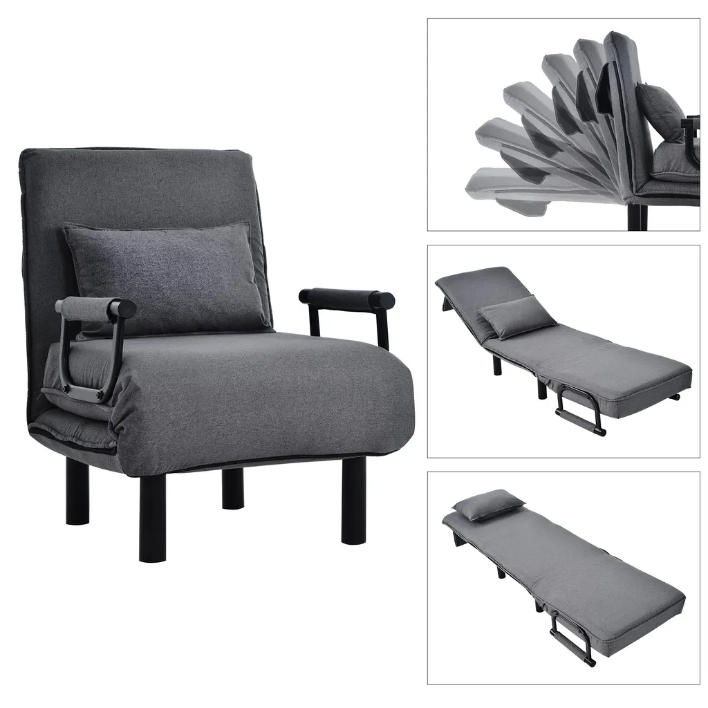 Chauffeuse pliable et canapé chaise longue avec assise rembourrée douce