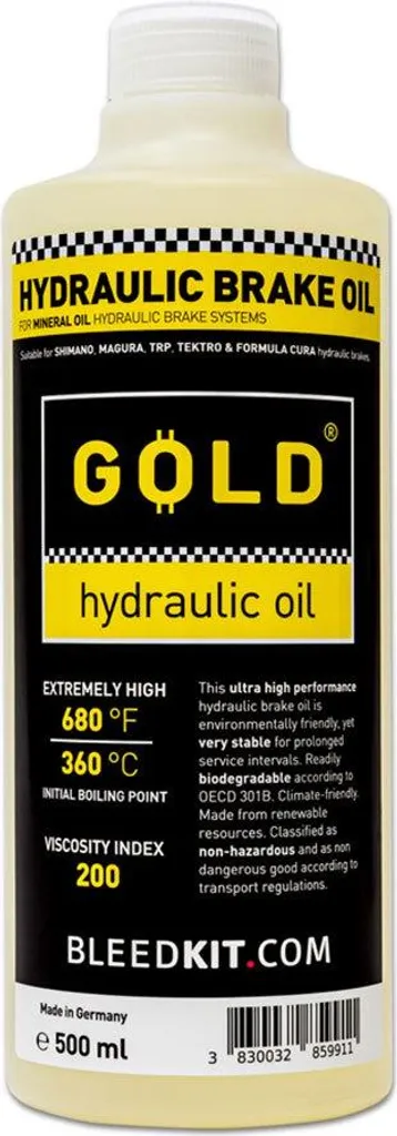 Huile Minérale Bleedkit Gold 500 ml pour Entretien Frein à Disque VTT