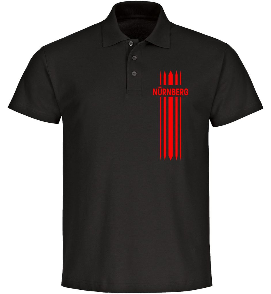 multifanshop Poloshirt - Nürnberg - Streifen, schwarz, Größe S