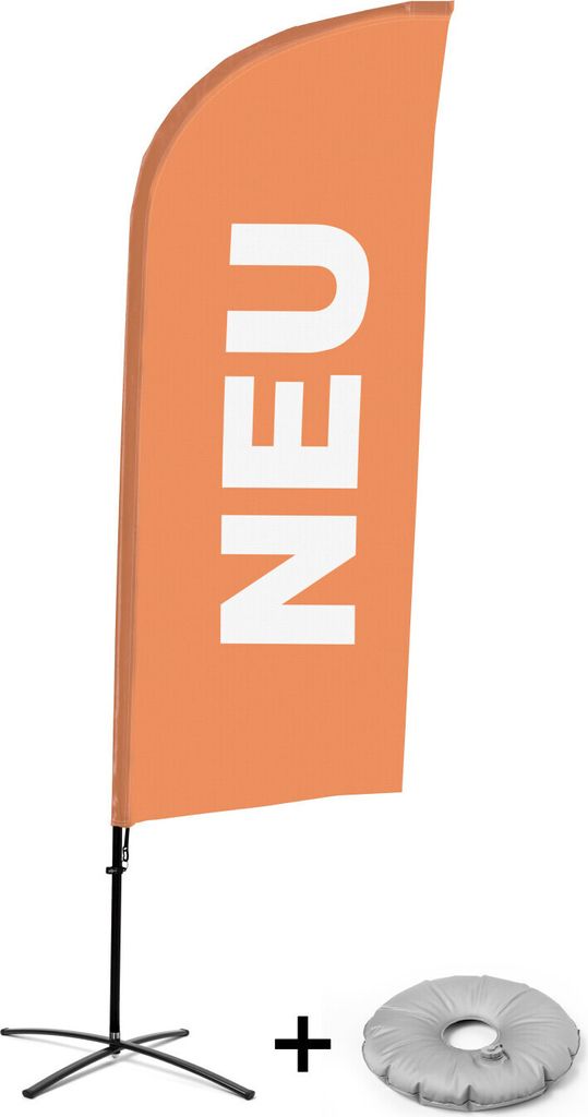 Showdown Displays Beachflag Alu Wind Komplett-Set Neu Orange Deutsch Kreuzständer