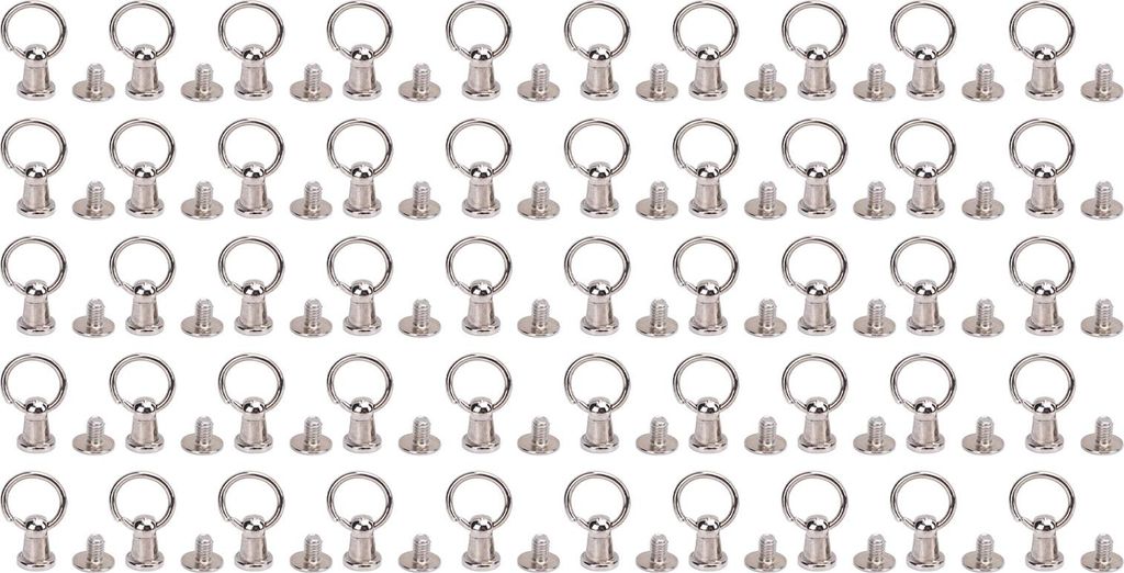 50 Sets Pull Ring Niivet 6mm Zinklegungs -Elektroplatten -Schraubnetze und 5,5 mm Eisenschrauben für Telefonhülsenbeutelgürtel
