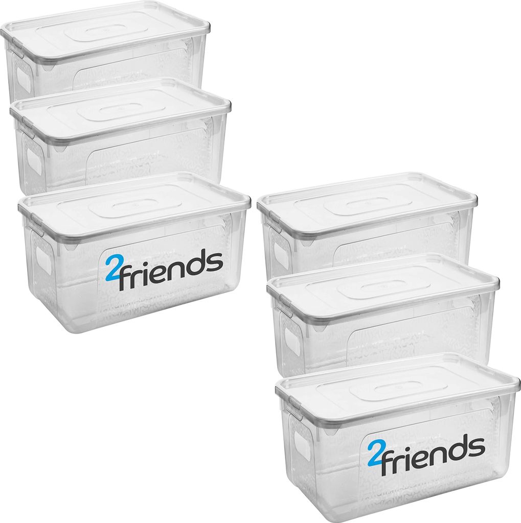 Stapelbare Aufbewahrungsboxen mit Deckel 6er Set transparent 17L Clipverschlüsse
