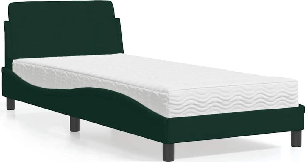 vidaXL Bett mit Matratze "Dover" Dunkelgrün 80x200 cm Samt