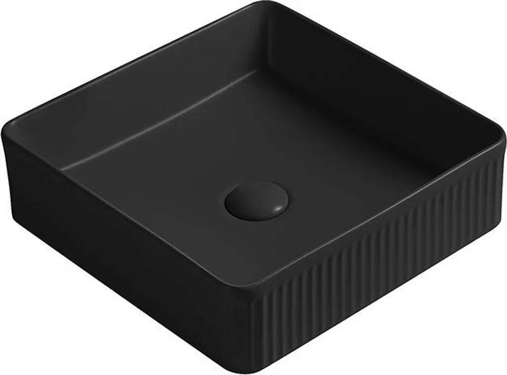 Mexen Grovo lavabo da appoggio scanalato 41 x 41 cm, nero opaco - 22304185