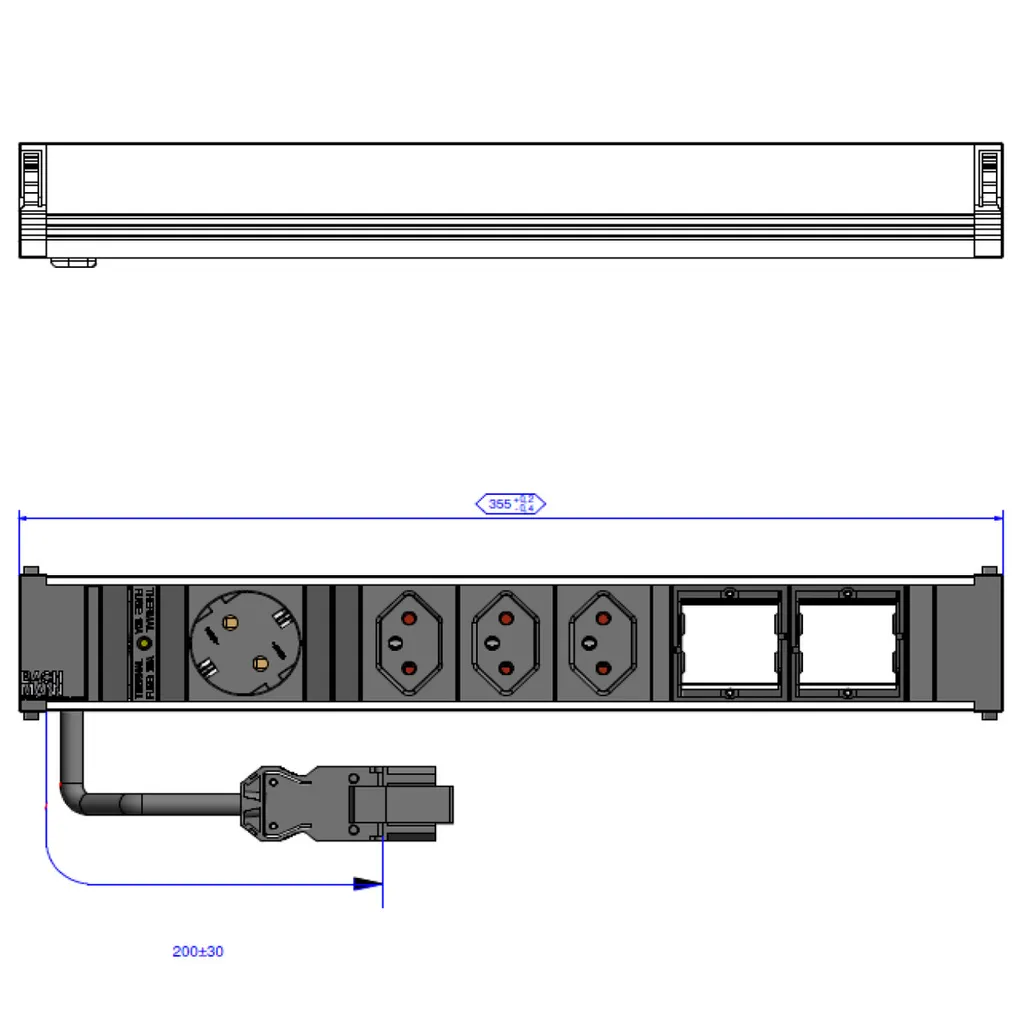 BACHMANN CONI : Solution Anti-Câbles pour Bureau 1xCEE7/3 3xCH GST18 - 2