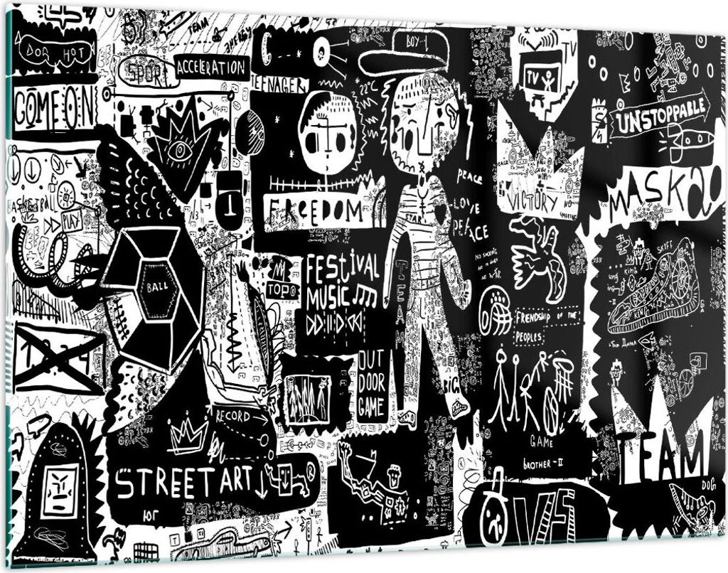 Bilder auf glas - Graffiti modern - 120x80cm - Glasbilder - Wandbilder - Kunstdruck - zum Aufhängen bereit - Wanddekoration aus Glas - Glas Bilder...