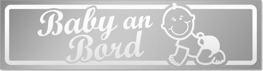 Kiwistar Baby an Bord mit Baby invertiert Magnetschild Schild magnetisch - 20cm Silber - Magnetfolie für Auto PKW Kfz